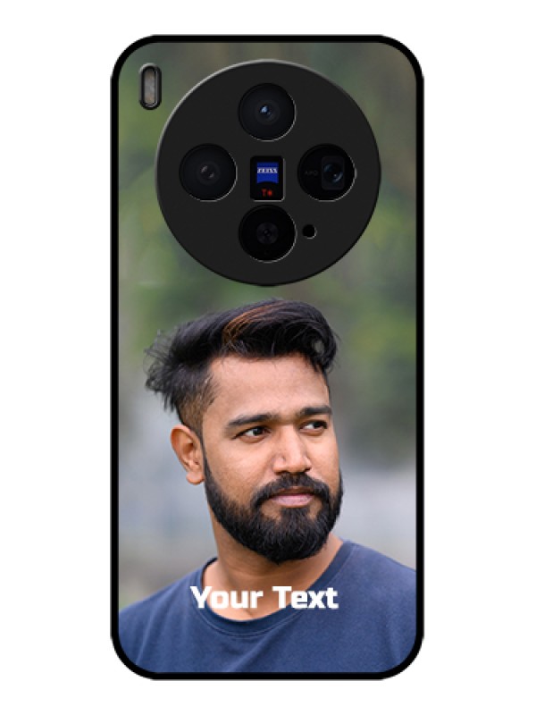 Custom Vivo X300 5G Custom Glass Phone Case - Photo With Text Design