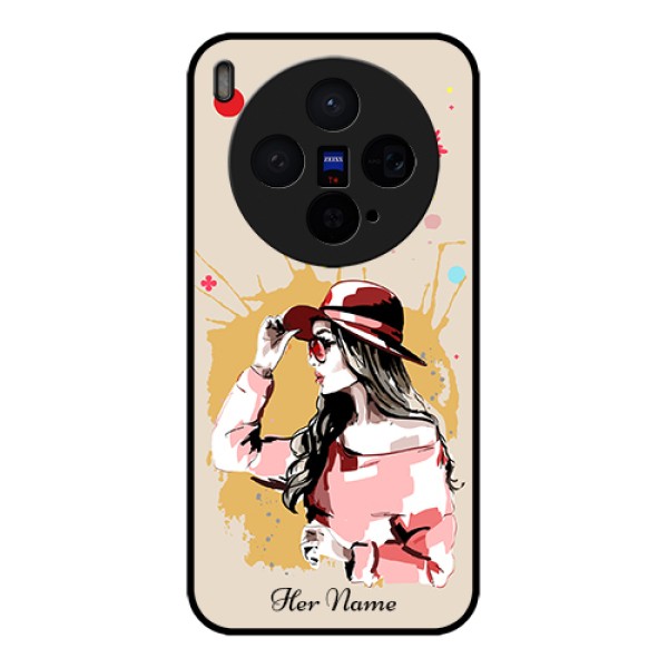 Vivo X300 5G Custom Glass Phone Case - Women With Pink Hat Design
