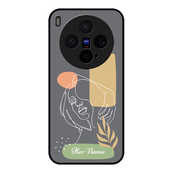 Vivo X300 5G Custom Glass Phone Case - Gazing Woman Line Art Design