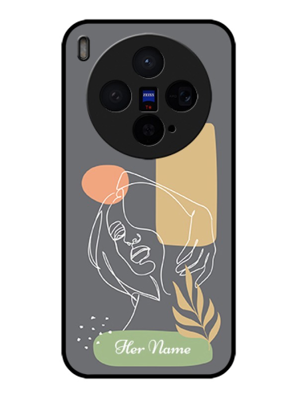Custom Vivo X300 5G Custom Glass Phone Case - Gazing Woman Line Art Design