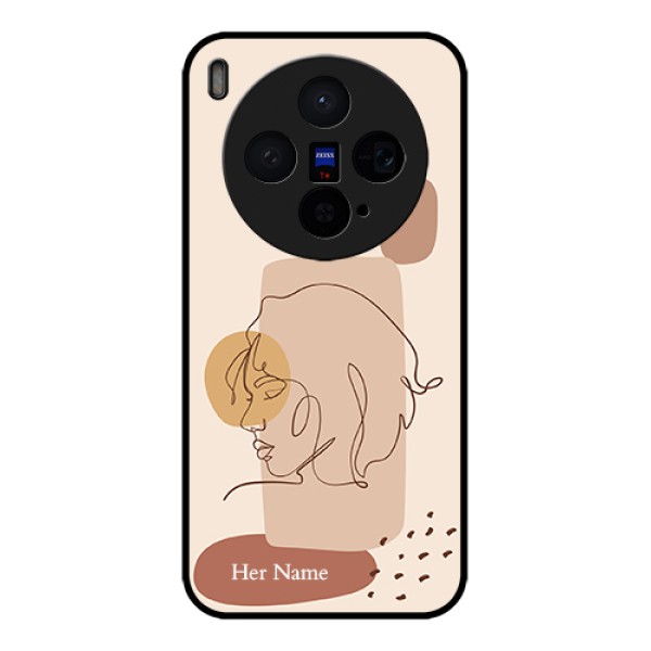 Vivo X300 5G Custom Glass Phone Case - Calm Woman Line Art Design