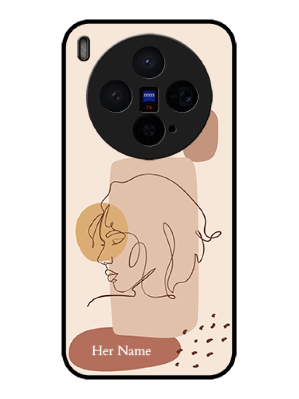 Custom Vivo X300 5G Custom Glass Phone Case - Calm Woman Line Art Design