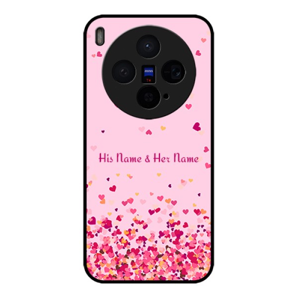 Vivo X300 5G Custom Glass Phone Case - Floating Hearts Design
