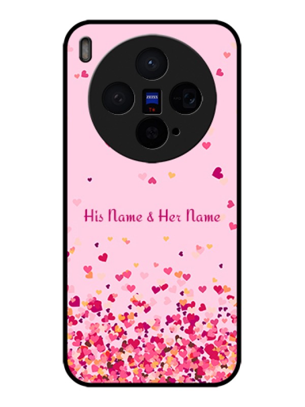 Custom Vivo X300 5G Custom Glass Phone Case - Floating Hearts Design