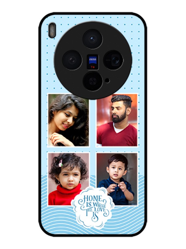 Custom Vivo X300 5G Custom Glass Phone Case - Cute Love Quote With 4 Pic Upload Design