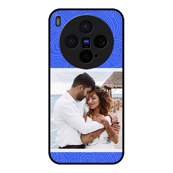 Vivo X300 5G Custom Glass Phone Case - Curved Line Art With Blue And White Design Vivo X300 5G Custom Glass Phone Case - Curved Line Art With Blue And White Design