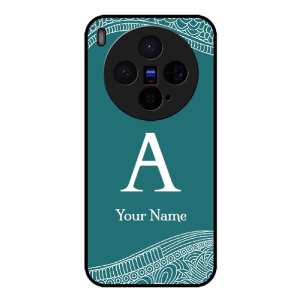 Vivo X300 5G Custom Glass Phone Case - Line Art Pattern With Custom Name Design Vivo X300 5G Custom Glass Phone Case - Line Art Pattern With Custom Name Design