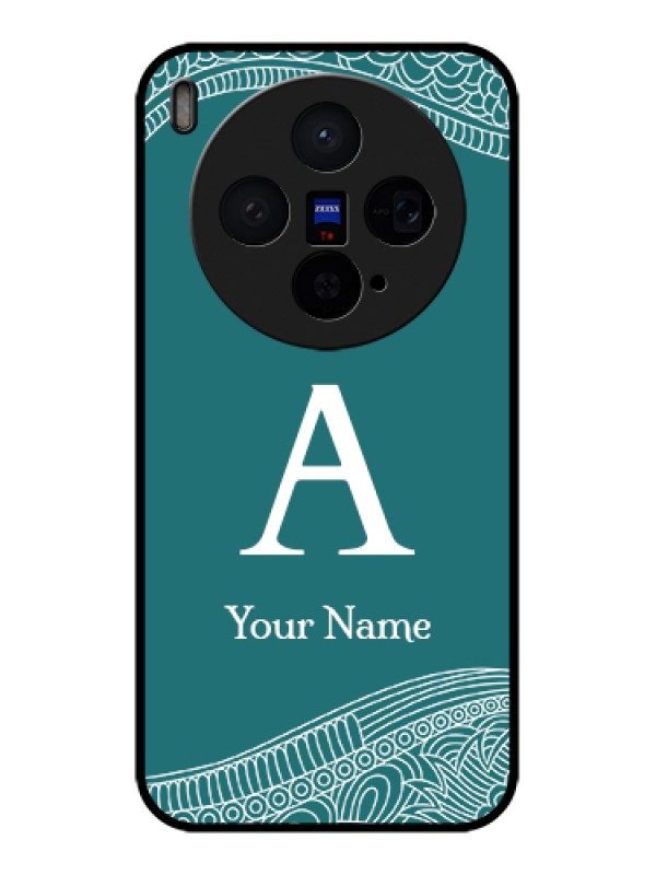 Custom Vivo X300 5G Custom Glass Phone Case - Line Art Pattern With Custom Name Design