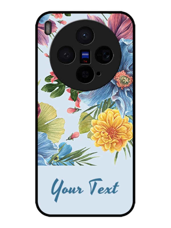 Custom Vivo X300 5G Custom Glass Phone Case - Stunning Watercolored Flowers Painting Design