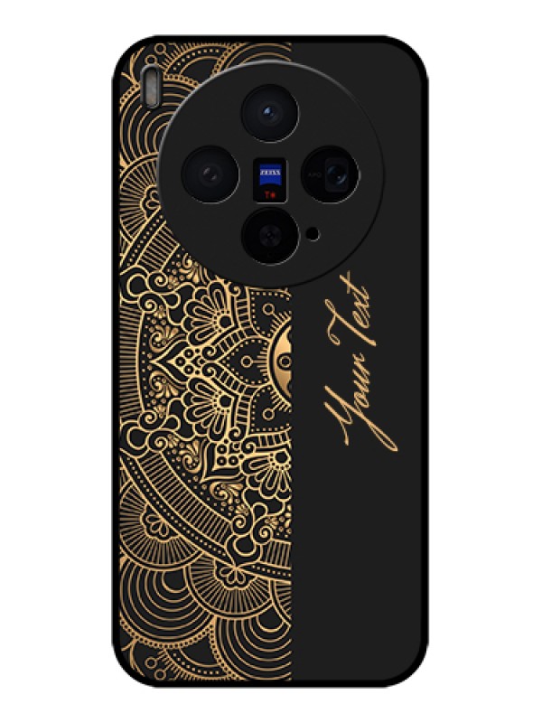 Custom Vivo X300 5G Custom Glass Phone Case - Mandala Art With Custom Text Design
