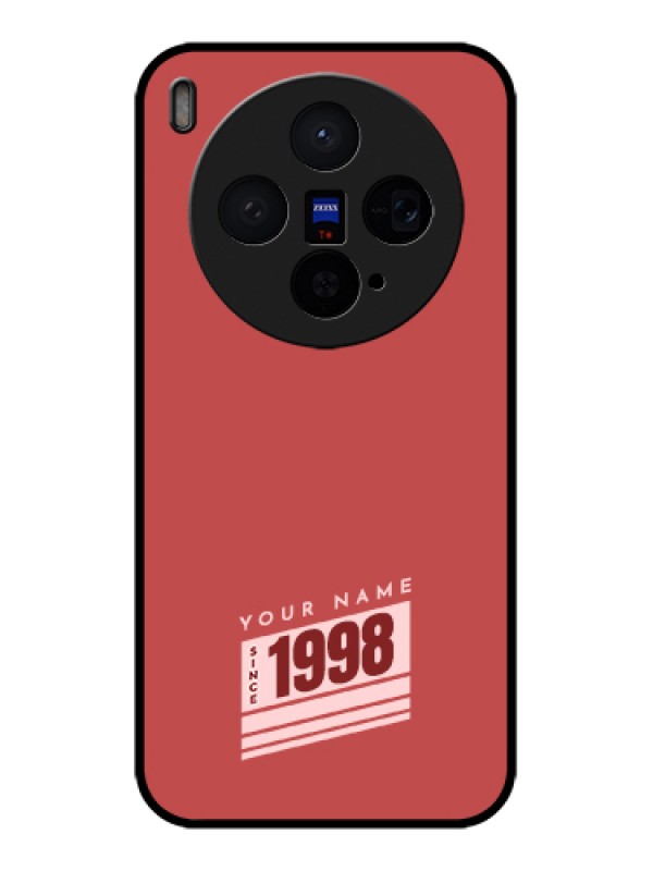 Custom Vivo X300 5G Custom Glass Phone Case - Red Custom Year Of Birth Design