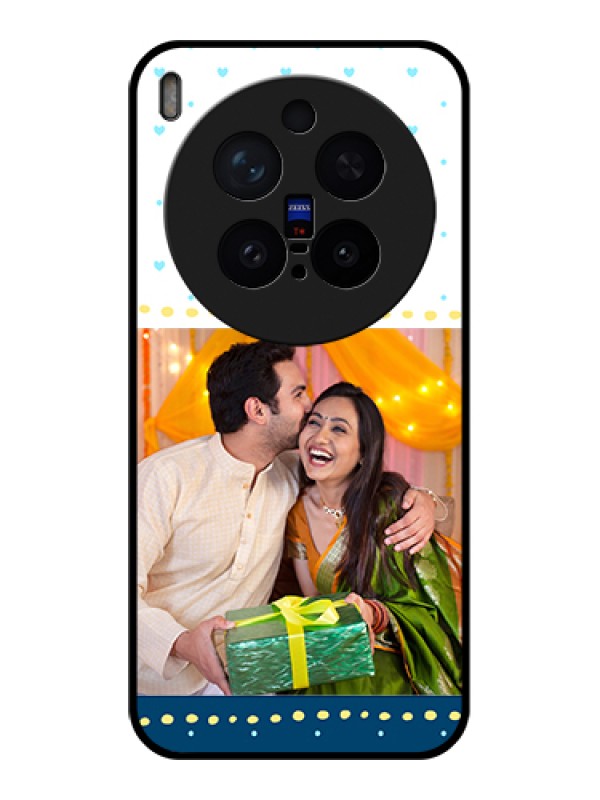 Custom Vivo X300 Pro 5G Custom Glass Phone Case - White And Blue Abstract Design