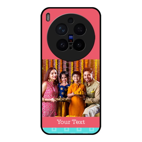 Vivo X300 Pro 5G Custom Glass Phone Case - Peach & Blue Color Design