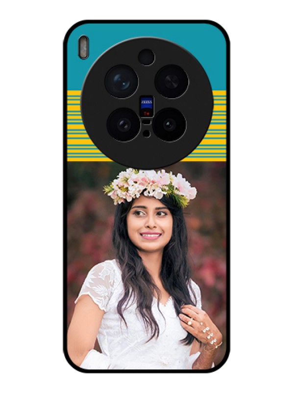 Custom Vivo X300 Pro 5G Custom Glass Phone Case - Yellow & Blue Design