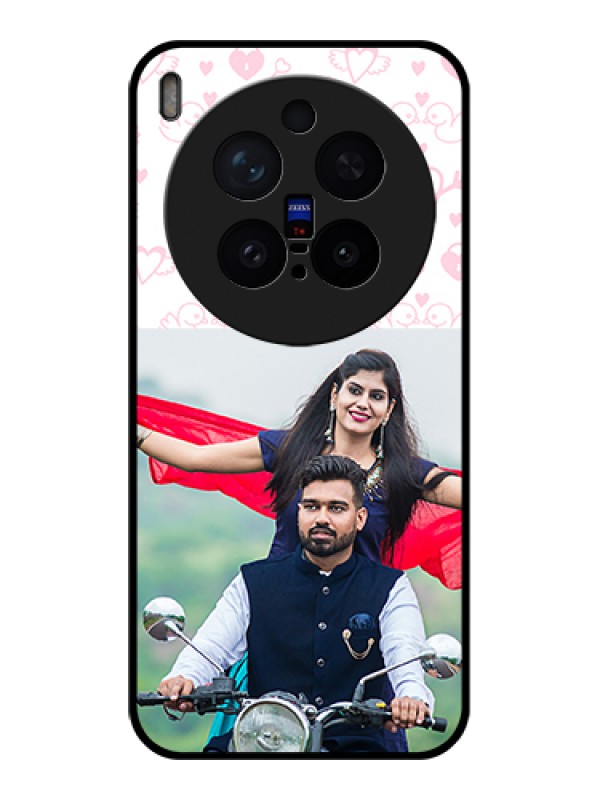 Custom Vivo X300 Pro 5G Custom Glass Phone Case - Pink Flying Heart Design