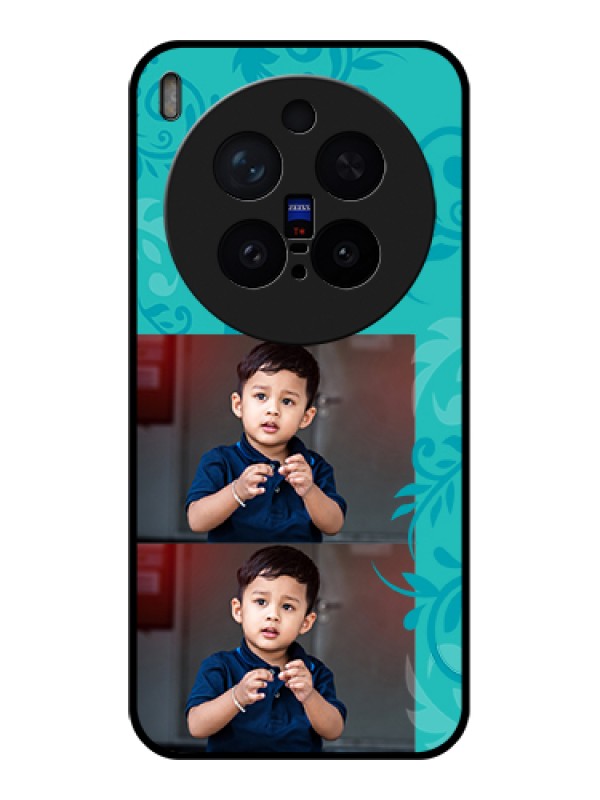 Custom Vivo X300 Pro 5G Custom Glass Phone Case - With Photo And Green Floral Design