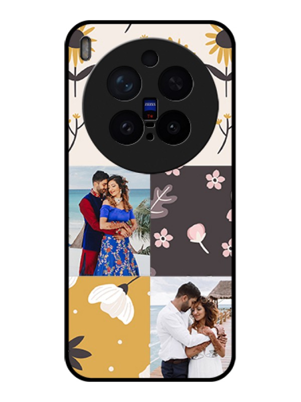 Custom Vivo X300 Pro 5G Custom Glass Phone Case - 3 Images With Floral Design