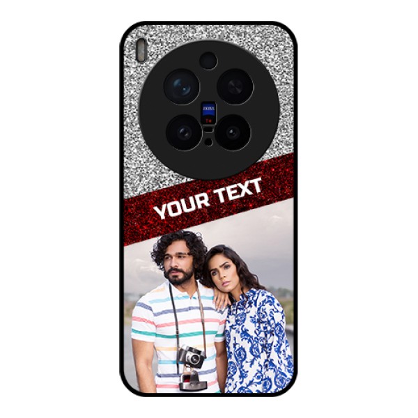 Vivo X300 Pro 5G Custom Glass Phone Case - Image Holder With Glitter Strip Design Vivo X300 Pro 5G Custom Glass Phone Case - Image Holder With Glitter Strip Design