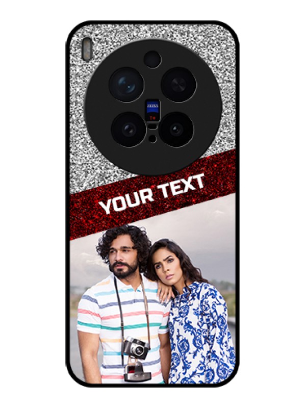 Custom Vivo X300 Pro 5G Custom Glass Phone Case - Image Holder With Glitter Strip Design