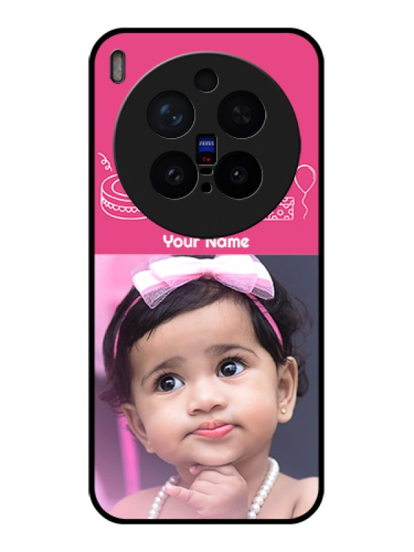 Custom Vivo X300 Pro 5G Custom Glass Phone Case - With Birthday Line Art Design