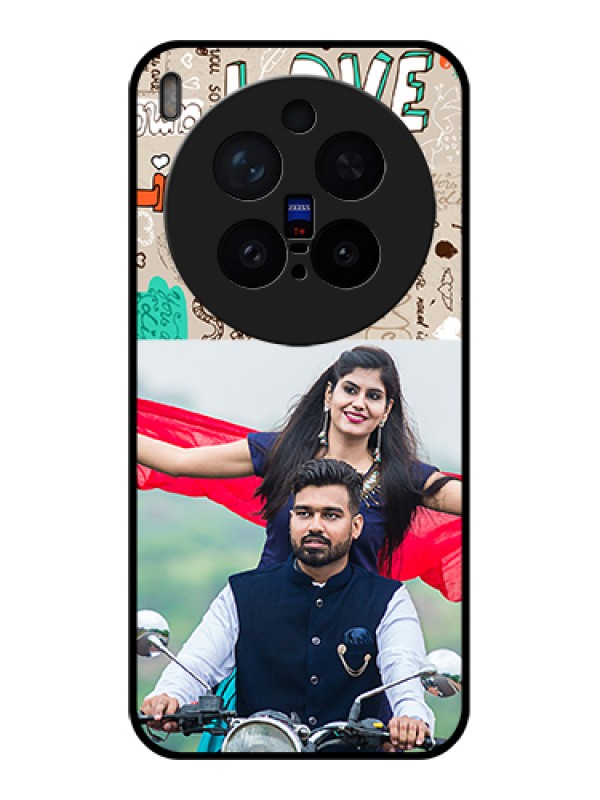 Custom Vivo X300 Pro 5G Custom Glass Phone Case - Love Doodle Pattern