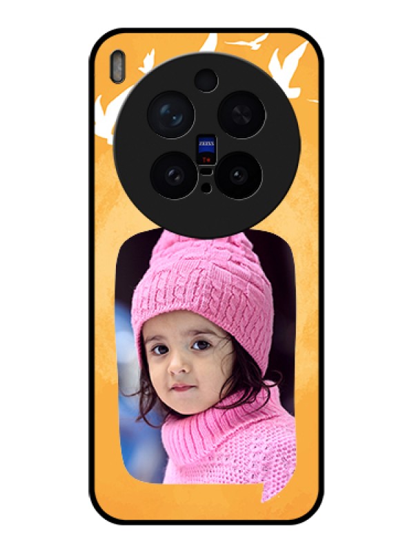 Custom Vivo X300 Pro 5G Custom Glass Phone Case - Water Color Design With Bird Icons