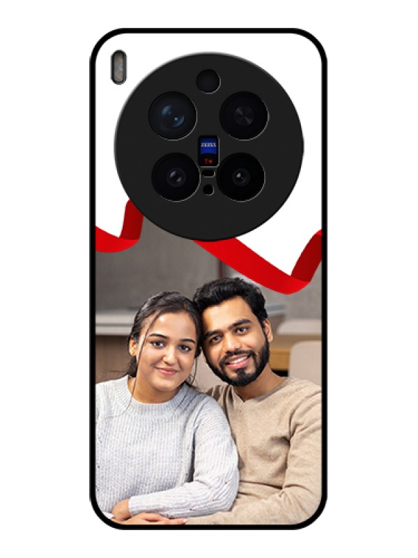 Custom Vivo X300 Pro 5G Custom Glass Phone Case - Red Ribbon Frame Design