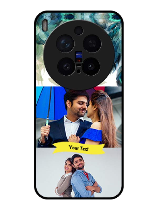 Custom Vivo X300 Pro 5G Custom Glass Phone Case - Image With Boho Peacock Feather Design