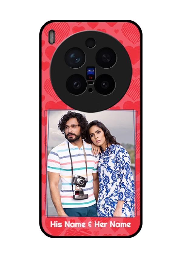 Vivo X300 Pro 5G Custom Glass Phone Case - With Red Heart Symbols Design