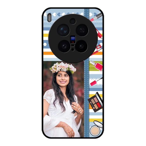 Vivo X300 Pro 5G Custom Glass Phone Case - Makeup Icons Design