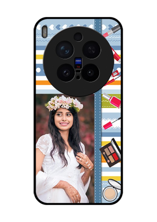 Vivo X300 Pro 5G Custom Glass Phone Case - Makeup Icons Design