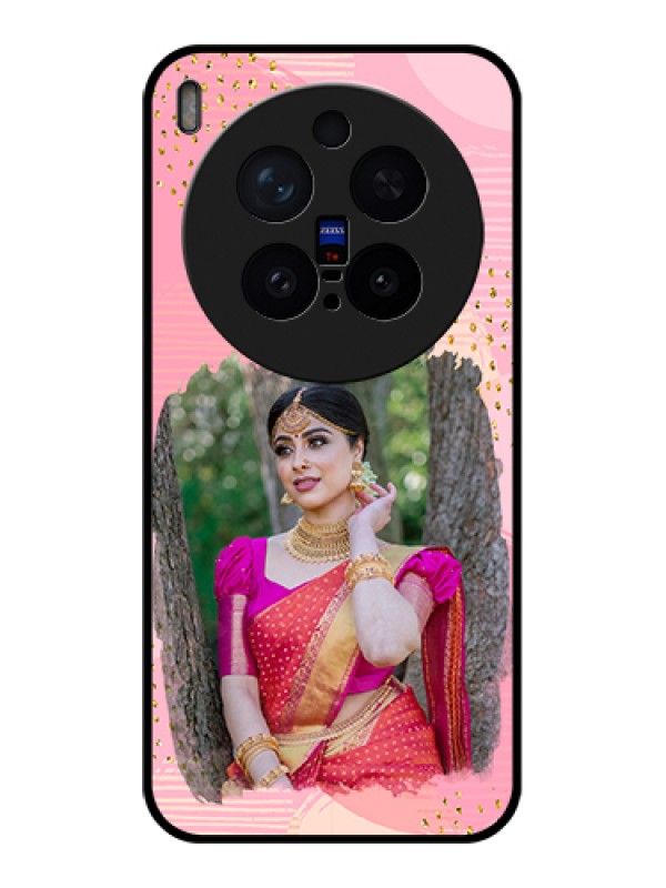 Custom Vivo X300 Pro 5G Custom Glass Phone Case - Gold Glitter Splash Design