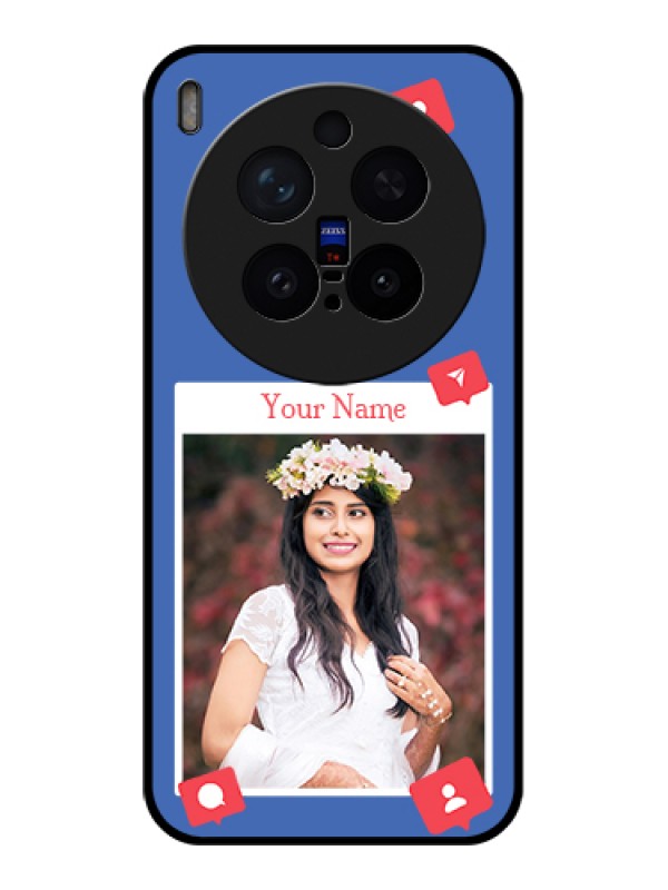 Custom Vivo X300 Pro 5G Custom Glass Phone Case - Like Share And Comment Design