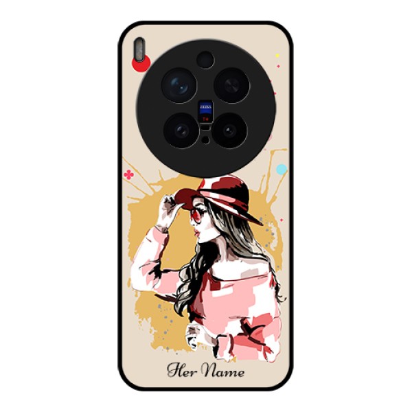 Vivo X300 Pro 5G Custom Glass Phone Case - Women With Pink Hat Design