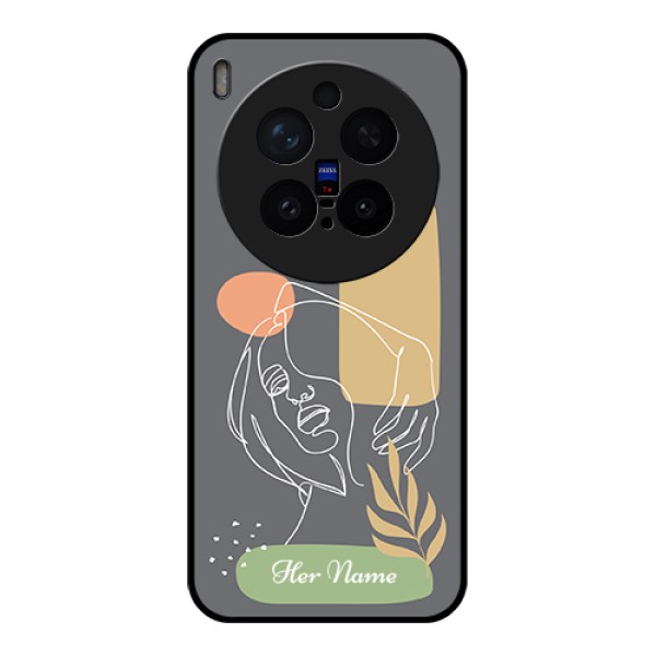 Vivo X300 Pro 5G Custom Glass Phone Case - Gazing Woman Line Art Design