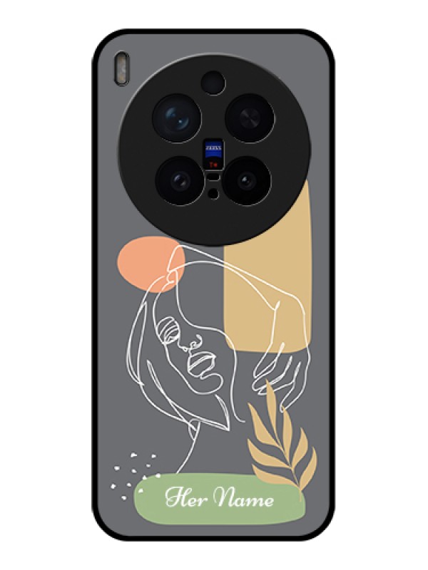 Custom Vivo X300 Pro 5G Custom Glass Phone Case - Gazing Woman Line Art Design