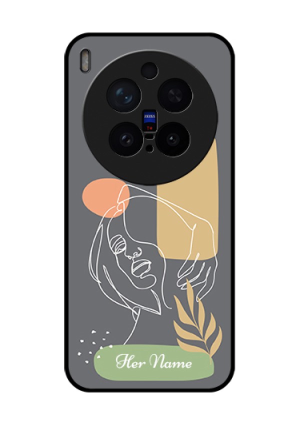 Vivo X300 Pro 5G Custom Glass Phone Case - Gazing Woman Line Art Design