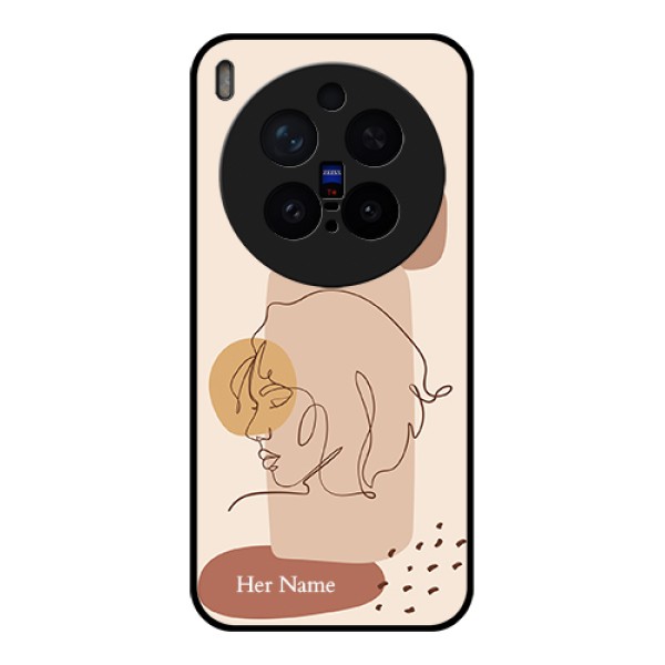 Vivo X300 Pro 5G Custom Glass Phone Case - Calm Woman Line Art Design
