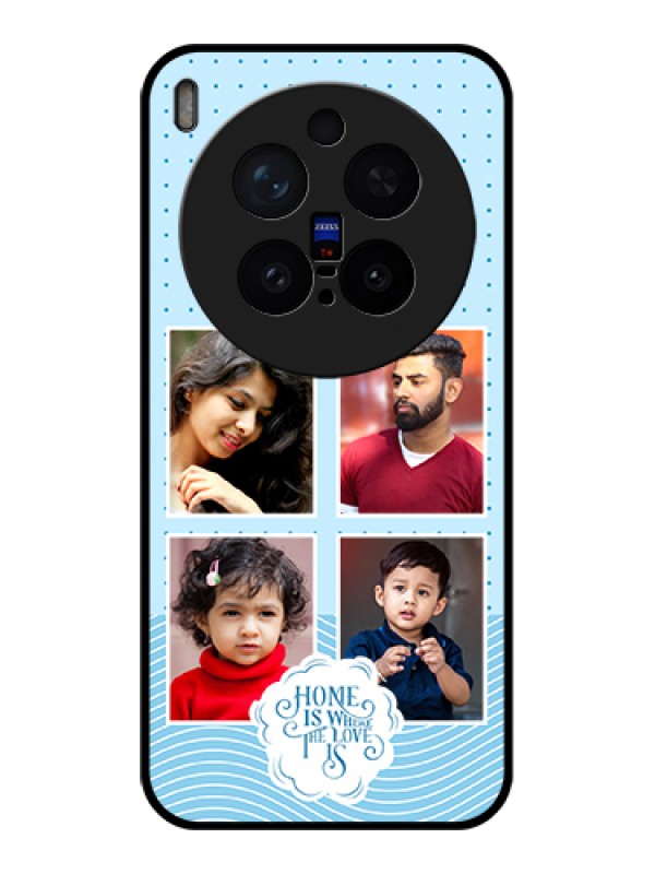 Custom Vivo X300 Pro 5G Custom Glass Phone Case - Cute Love Quote With 4 Pic Upload Design