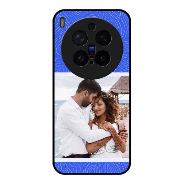 Vivo X300 Pro 5G Custom Glass Phone Case - Curved Line Art With Blue And White Design Vivo X300 Pro 5G Custom Glass Phone Case - Curved Line Art With Blue And White Design