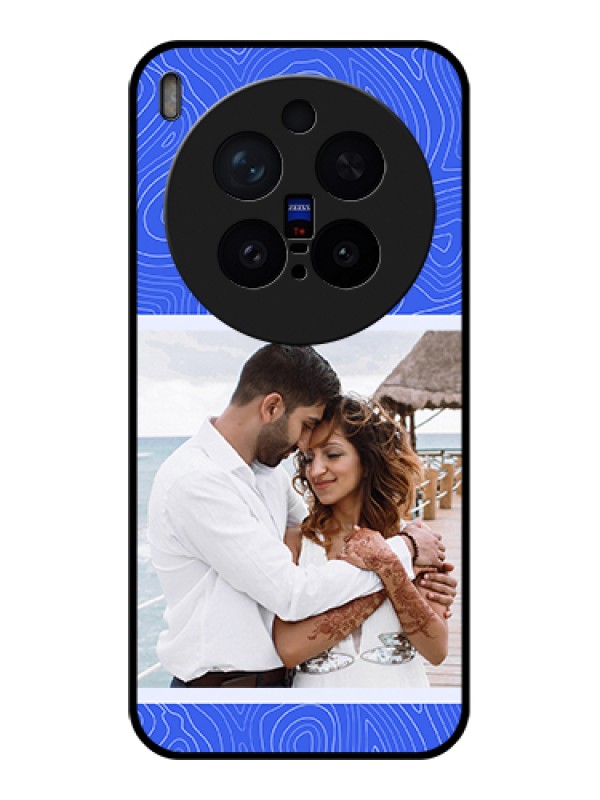 Custom Vivo X300 Pro 5G Custom Glass Phone Case - Curved Line Art With Blue And White Design