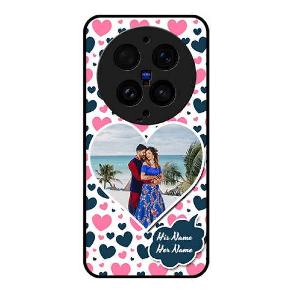 Vivo X300 Ultra 5G Custom Glass Phone Case - Pink & Blue Heart Design