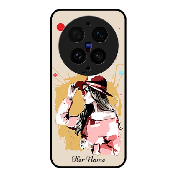 Vivo X300 Ultra 5G Custom Glass Phone Case - Women With Pink Hat Design