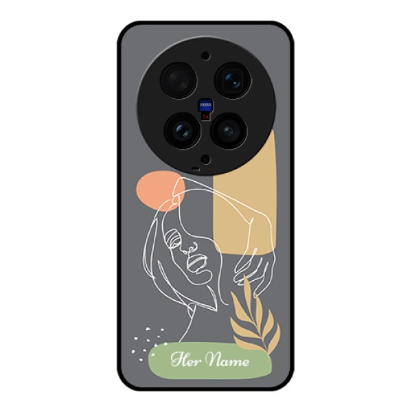 Vivo X300 Ultra 5G Custom Glass Phone Case - Gazing Woman Line Art Design