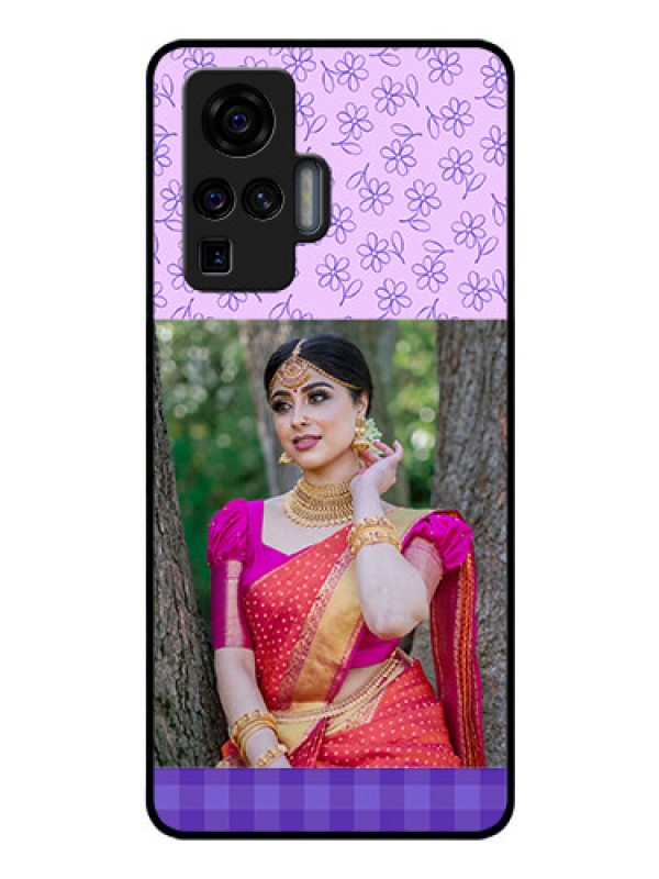 Custom Vivo X50 Pro 5G Custom Glass Phone Case - Purple Floral Design