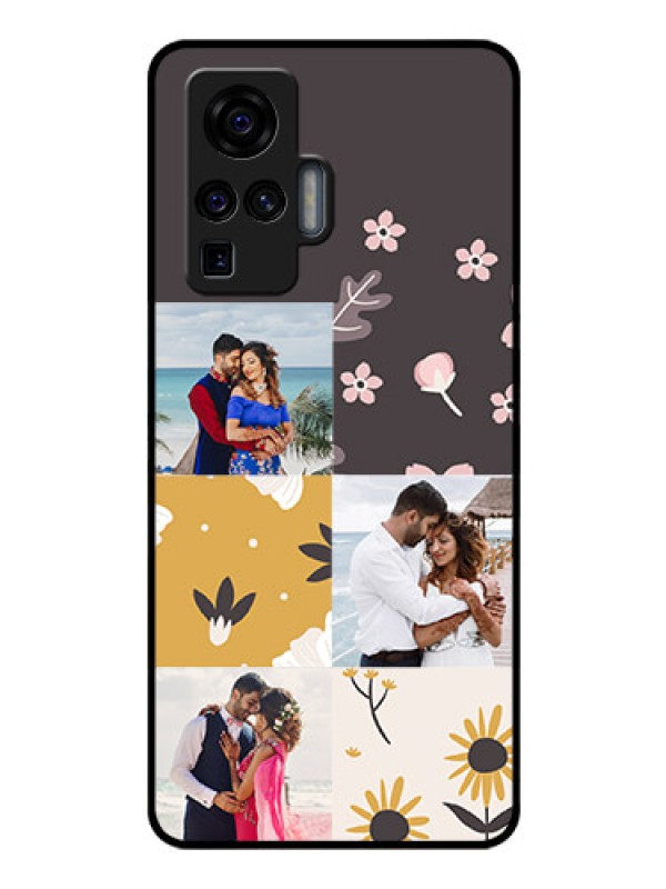 Custom Vivo X50 Pro 5G Photo Printing on Glass Case - 3 Images with Floral Design