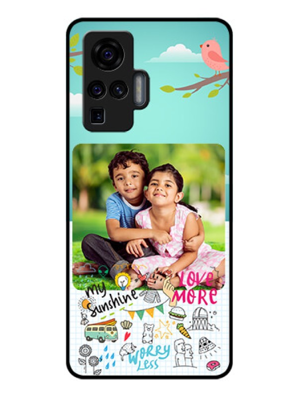 Custom Vivo X50 Pro 5G Photo Printing on Glass Case - Doodle love Design