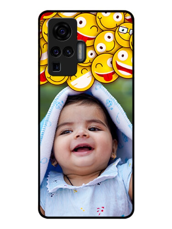 Custom Vivo X50 Pro 5G Custom Glass Mobile Case - with Smiley Emoji Design