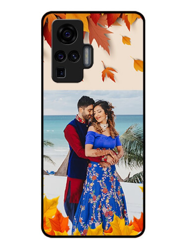 Custom Vivo X50 Pro 5G Photo Printing on Glass Case - Autumn Maple Leaves Design