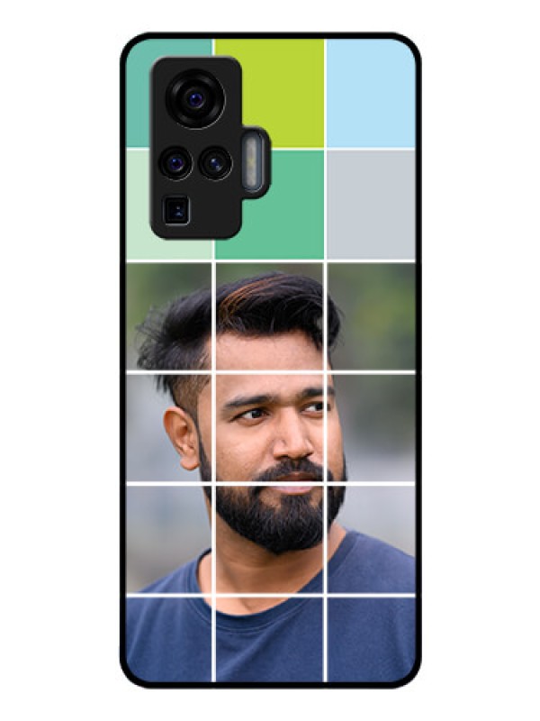 Custom Vivo X50 Pro 5G Photo Printing on Glass Case - with white box pattern 